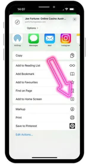 Joe Fortune Casino App Shortcut Home Screen Setup
